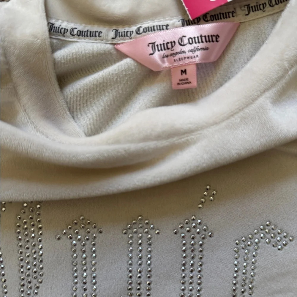 Juicy Couture Cream Rhinestone Y2K Logo Lounge Set Size M ✨ - Picture 12 of 13